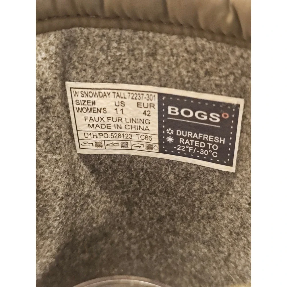 Bogs Snowday Women's Tall Waterproof Boots Olive Green Quilted Insulated  11